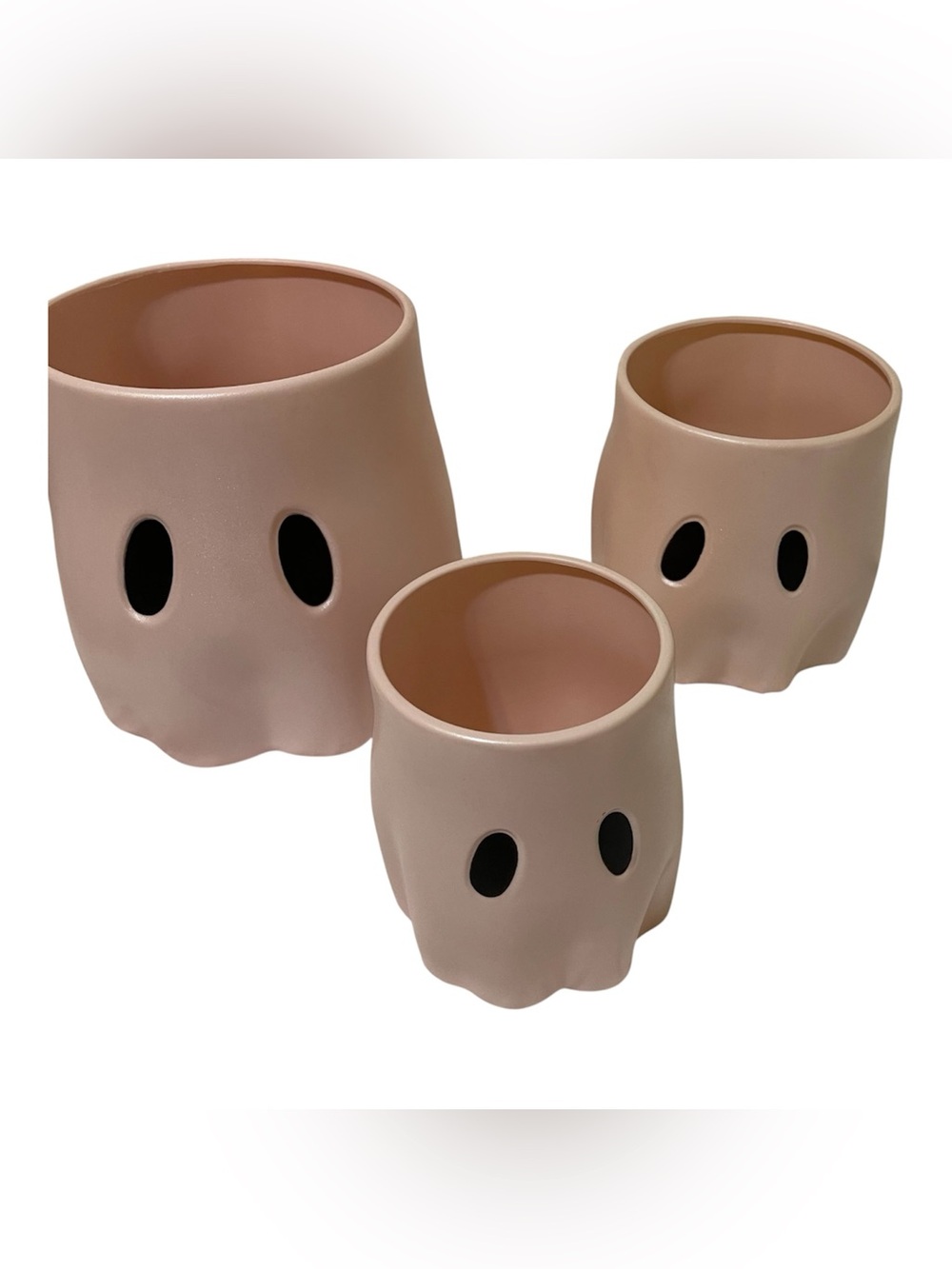 Viral Dollar General Pink Halloween Ghost Plastic Planters (Lg, Md, Sm) - NWT **